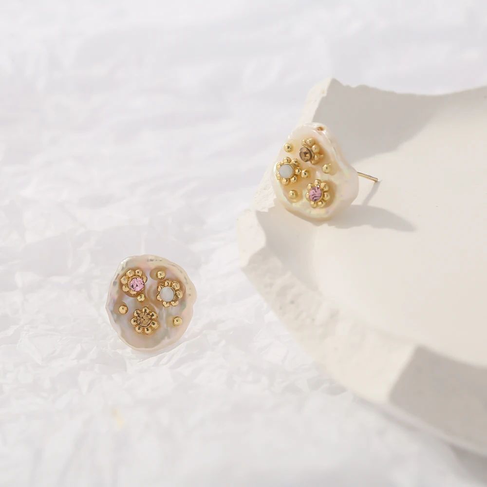 Модные серьги-гвоздики Yhpup в стиле барокко с натуральным жемчугом роскошные