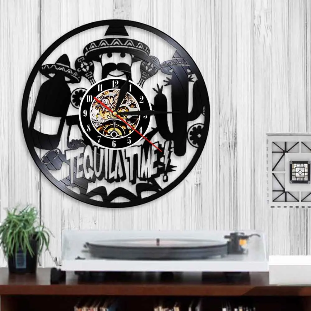 Виниловые часы для напитков с текилой настенные современный дизайн декора кухни