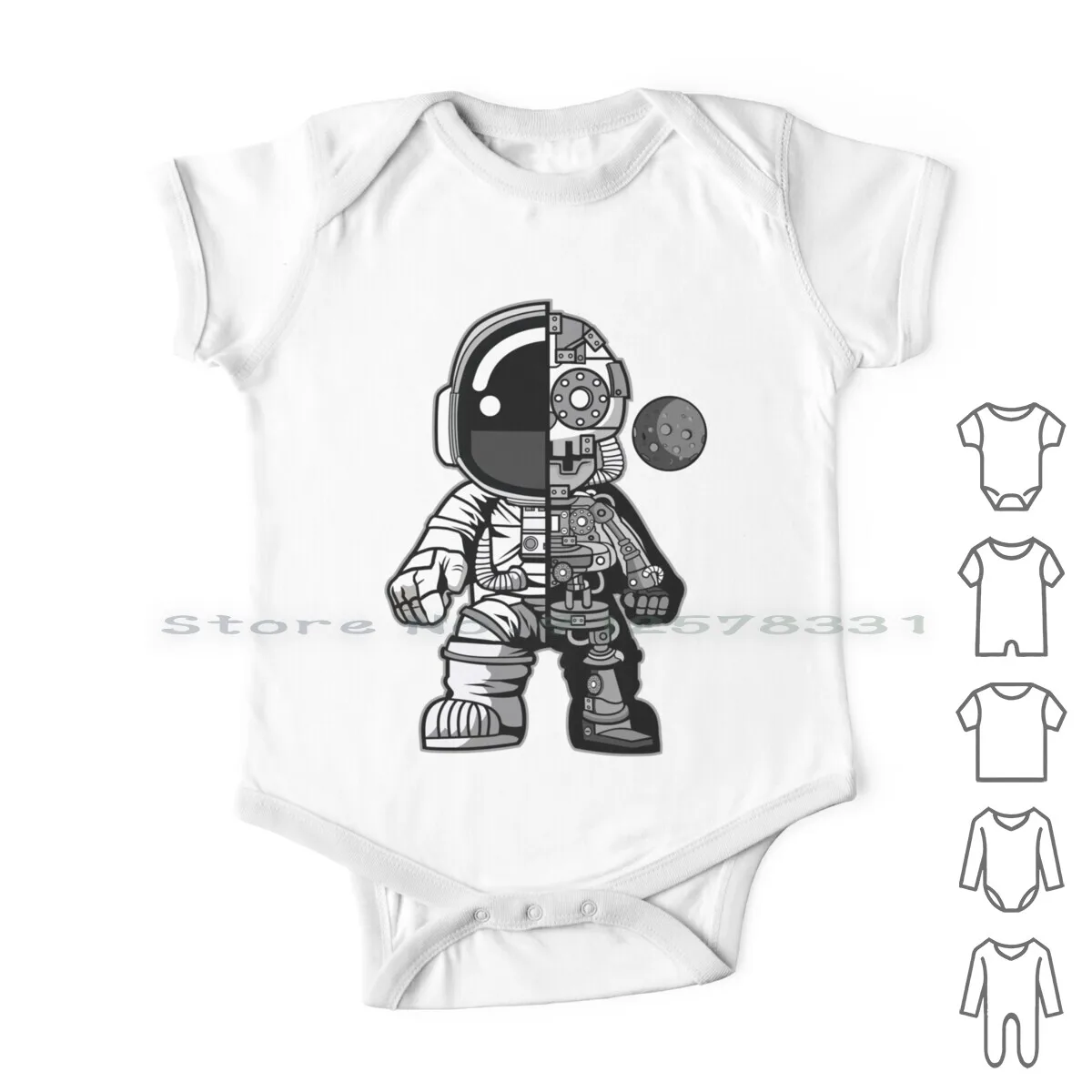 

Astronaut Half Robot Newborn Baby Clothes Rompers Cotton Jumpsuits Spaceman Cartoon Astronomy Universe Technology Funny