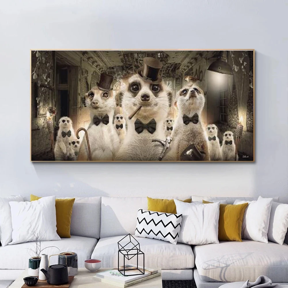 

Modern Style Canvas Paintings Tableau Famille Suricate Posters and Prints Wall Art Picture for Living Room Cuadros Decoration