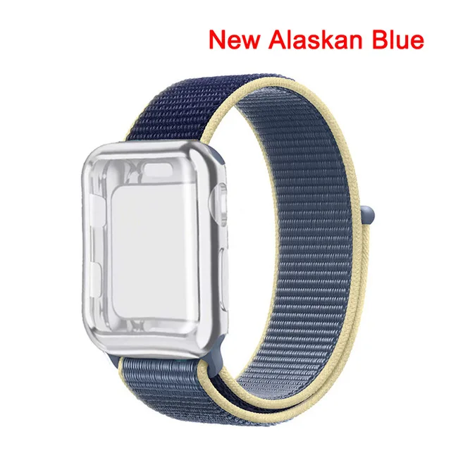Нейлоновый ремешок для наручных часов Apple Watch серии 3/2/1 38 мм 42 мм из мягкой дышащей ткани, сменный спортивный браслет для наручных часов iWatch серии 4 40 мм 44 мм - Цвет ремешка: Alaskan Blue