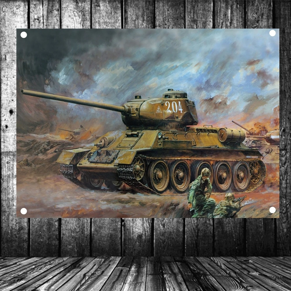 

WW2 Russian Soviet T34 Tank Posters Senior Art Wall Art Home Decoration Flags & Banners Canvas Painting Wall Stickers