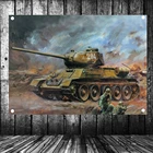 Русские советские танки T34 WW2, постеры, художественное искусство на стену, украшение для дома, флаги и баннеры, Картина на холсте, наклейки на стену