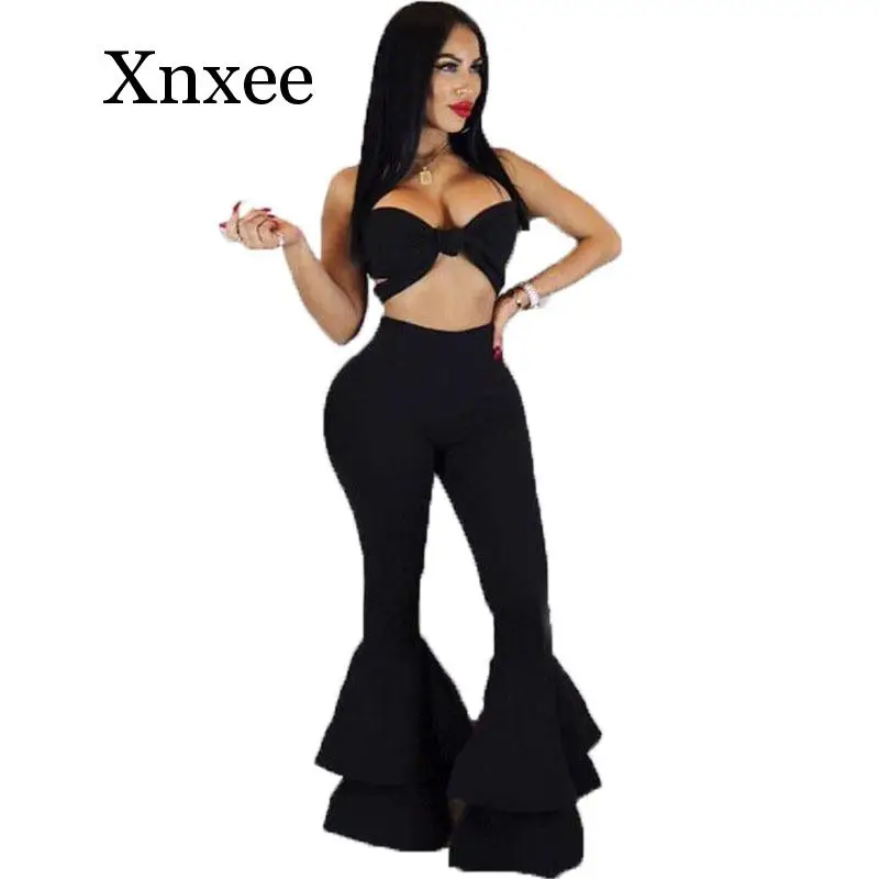 

Easy Chic Vintage Ruffles Trousers Women High Waist Hippie Slim Gypsy Bell Bottom Pants Female Flare Palazzo Fashion Streetwear
