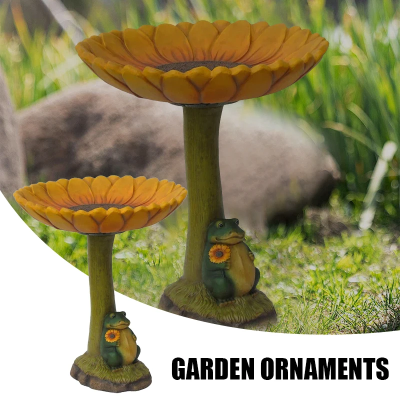 

Resin Standing Sunflower and Frog Animal Statue Outdoor Birdfeeder Resin Decoration Cute Foxs Garden Ornament for Garden