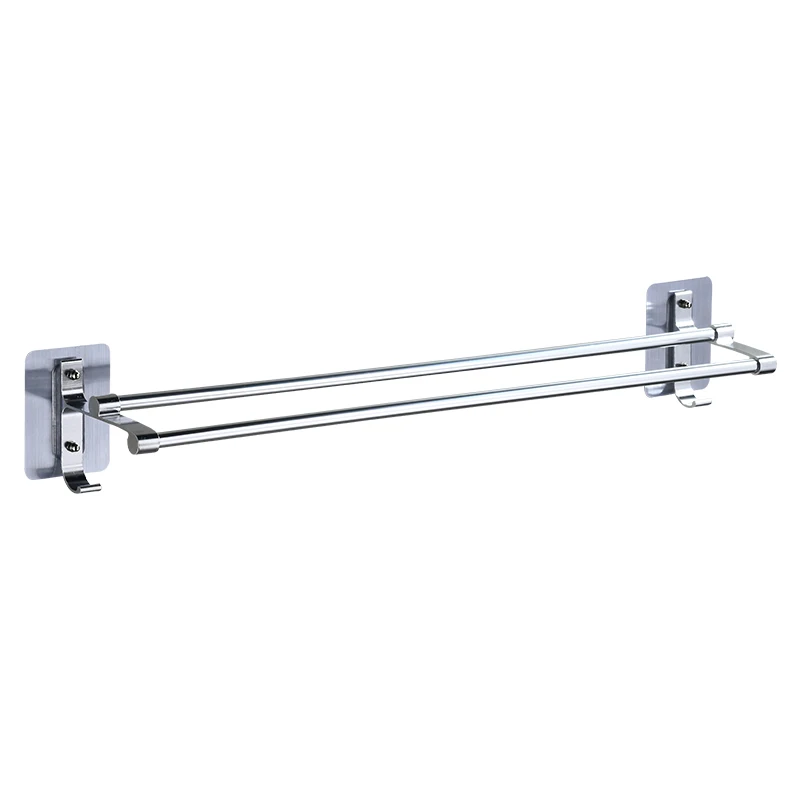 

Punch-free Towel Rack Toilet Towel Bar Hook Bathroom Hanger Towel Rack Toilet Wall-mounted Shelf Double Rod Material Aluminum