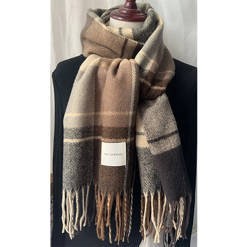 

Luxury Cashmere Womens Scarf Spring Winter Plaid Cappa Opera Cape Wraps Female Tippet Bandana Scarves Headscarf