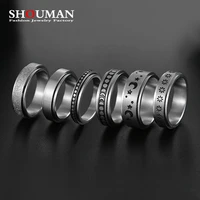 shouman fashion spinner rings for women men stress reliever 316l stainless steel silver color never fade jewelry