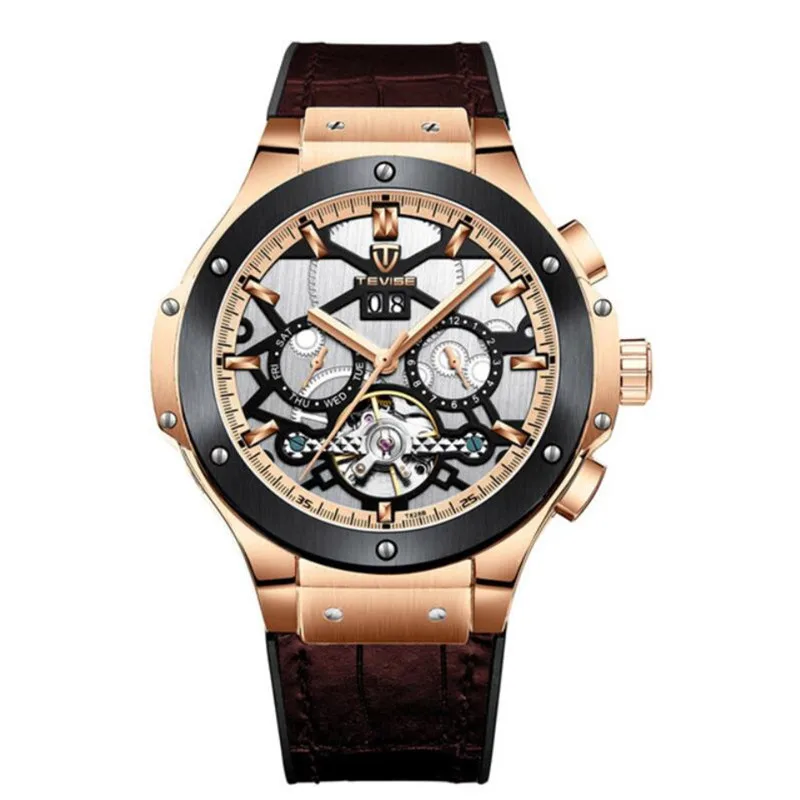 

Skeleton Mechanical Watch Automatic Watch Men Steampunk Rose Gold Tourbillon Mens Automatic Mechanical Wrist Watches Clock NEW