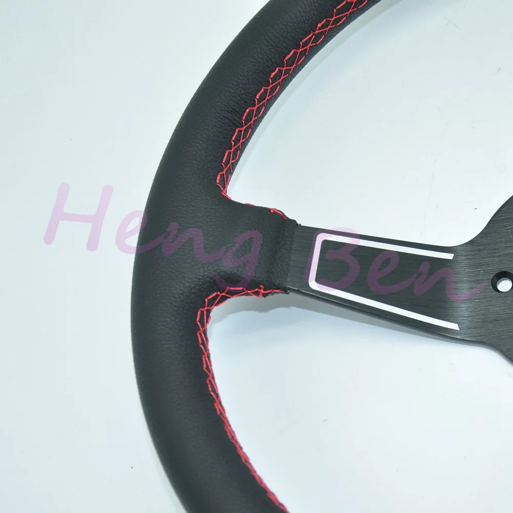 Черный руль из натуральной кожи ND для тюнинга и дрифта 14 дюймов 350 мм Гоночное