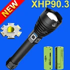XHP90.3 светодиодная вспышка светильник фонарь мощный светодиодный тактический вспышки светильник s USB Перезаряжаемые вспышка светильник 18650 или 26650 велосипедов lentern фонарь