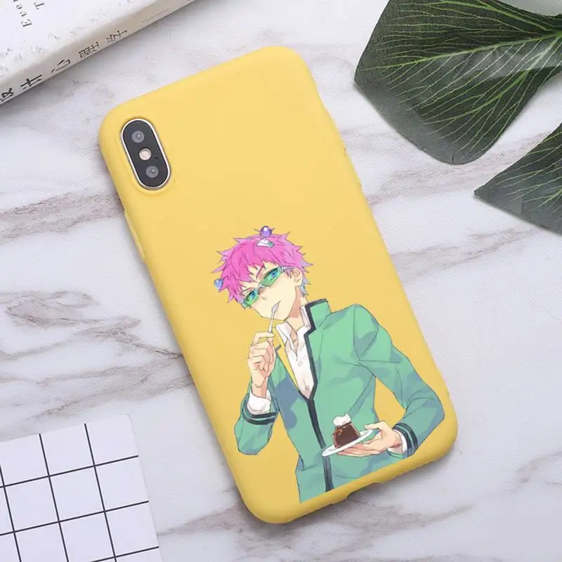 

Japan anime Saiki Kusuo Phone Case Candy Color for iPhone 6 7 8 11 12 s mini pro X XS XR MAX Plus