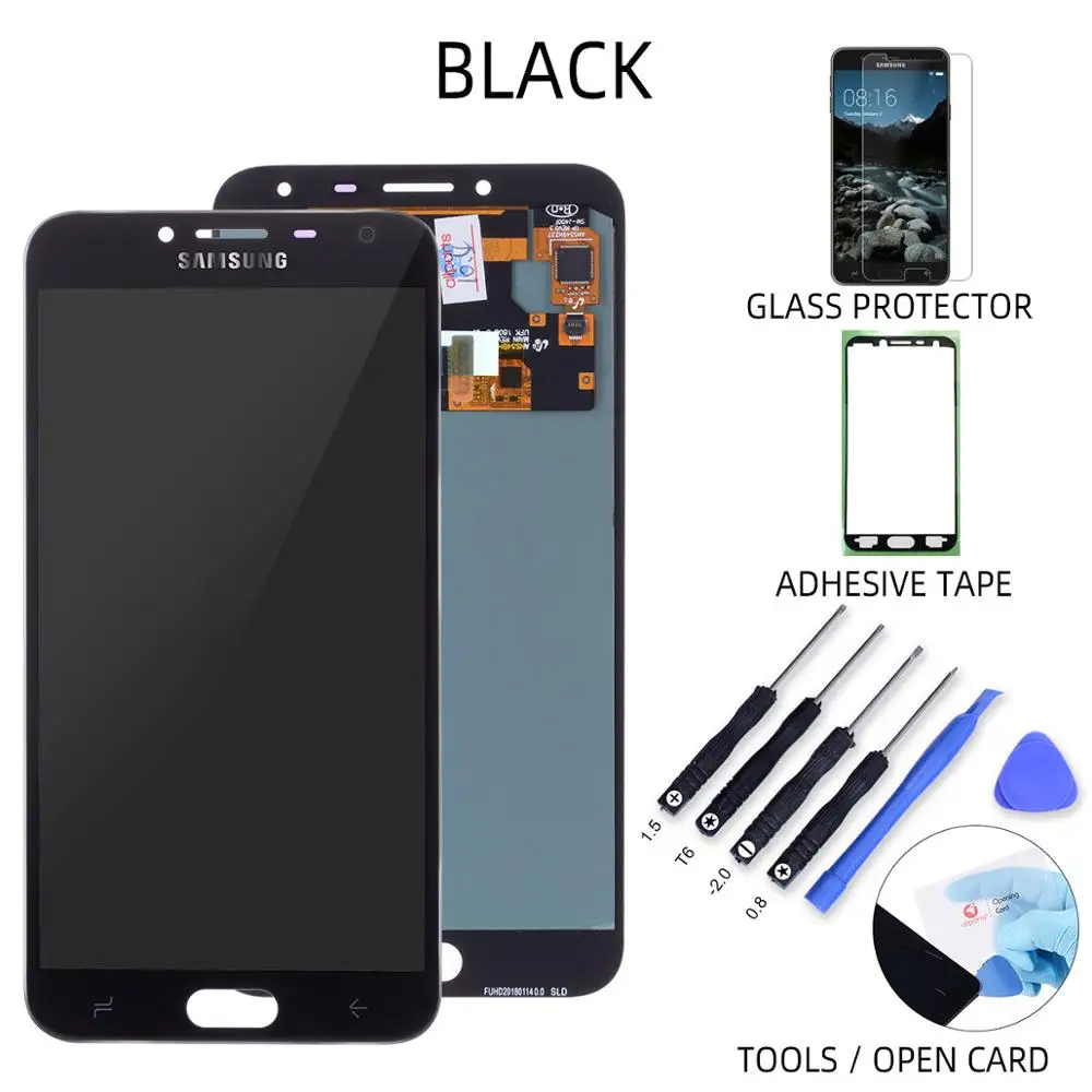 AMOLED ЖК дисплей для samsung Galaxy J4 дисплей сенсорный экран Замена для samsung J4 Plus ЖК J6 Plus J400 J410 J610 - Цвет: Black J4 2018
