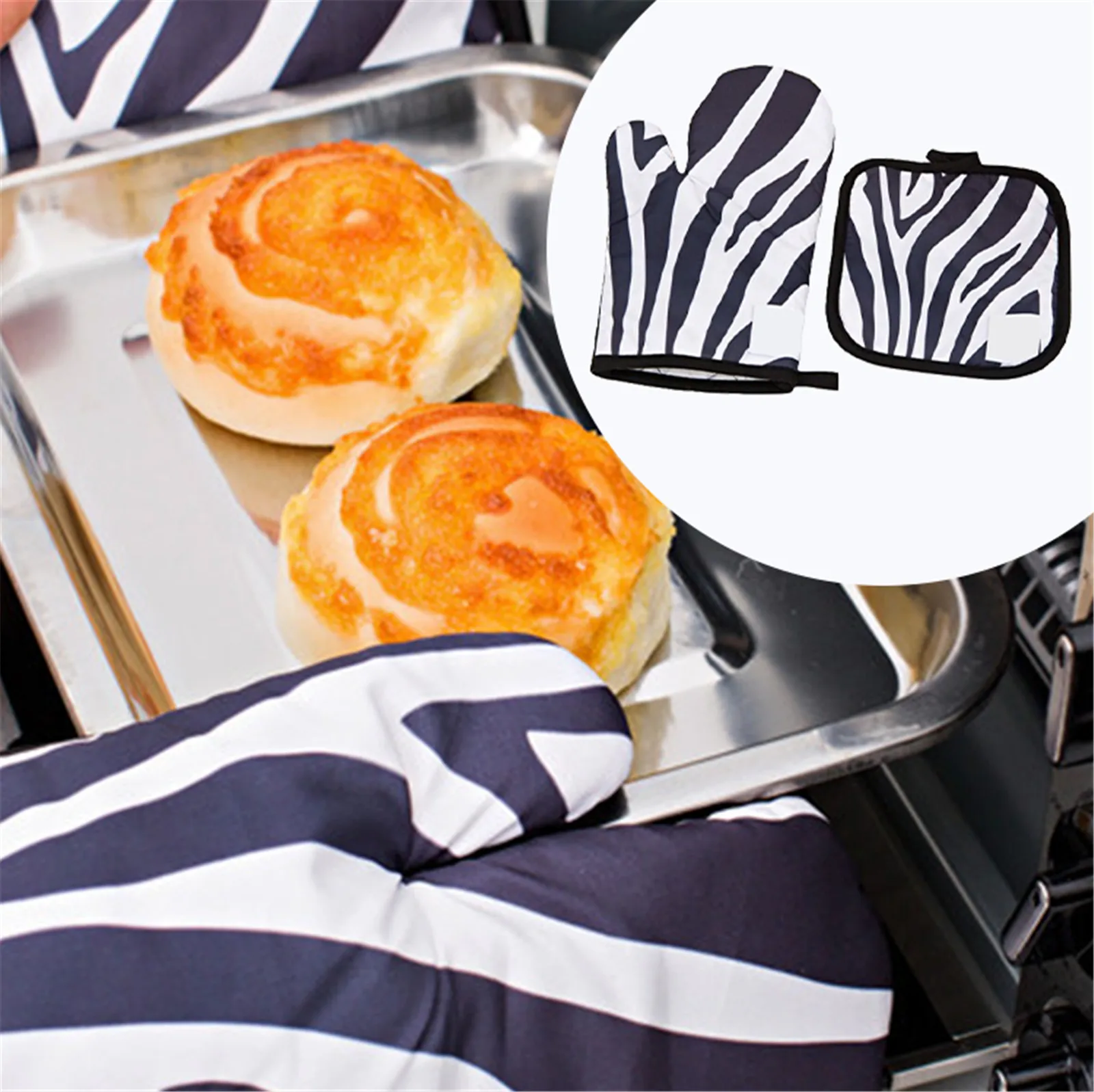 

Kitchen Gloves Insulation Leopard Pattern Pad Cooking Microwave Gloves Baking BBQ Oven Potholders Oven Mitts Potholder Pad