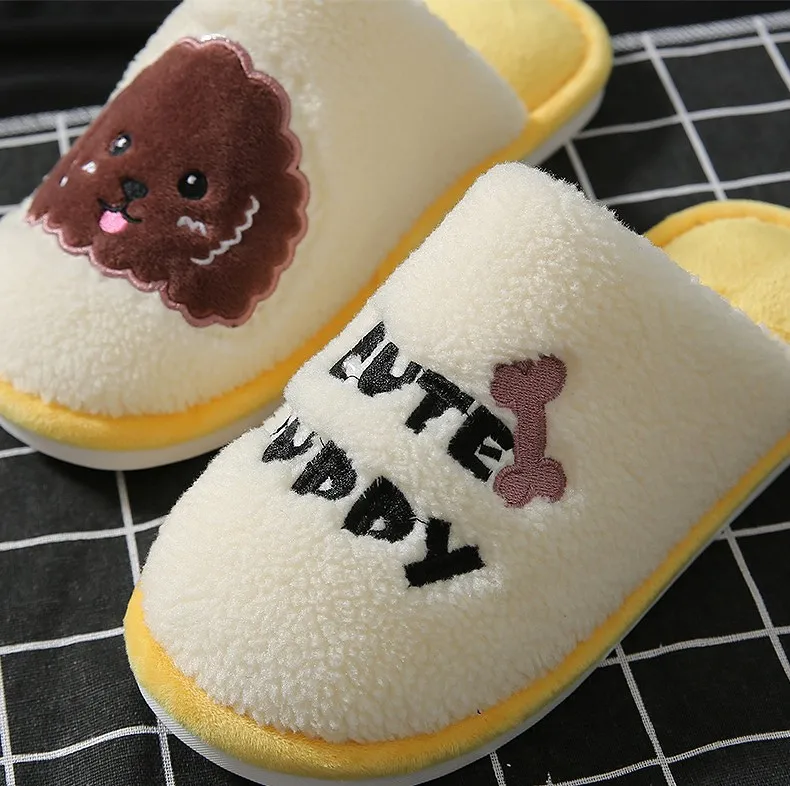 

Classic Cartoon Dog Men Women Plush Slippers Winter Warm Fur Shoes Men Woman Non-slip 3d Cute Dog Home Indoor Boys Girls Slipper