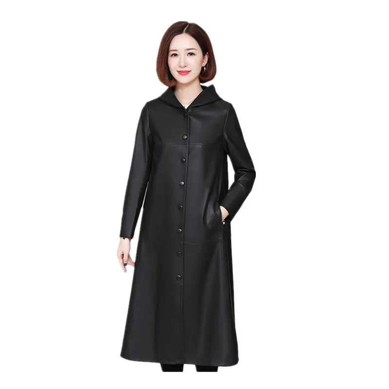 2021 весеннее Женское пальто из овечьей кожи длинное тонкое ветровка натуральной с