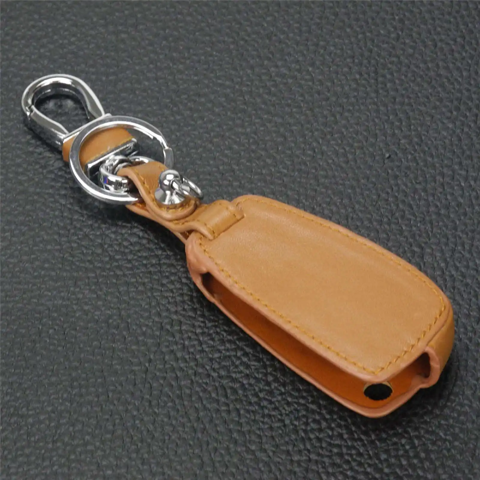 

Kutery Leather Key Case Cover For Audi Sline A3 A4 A6 A6L A8 TT Q7 S6 3Buttons Remote Car Key Protector With Key Chain