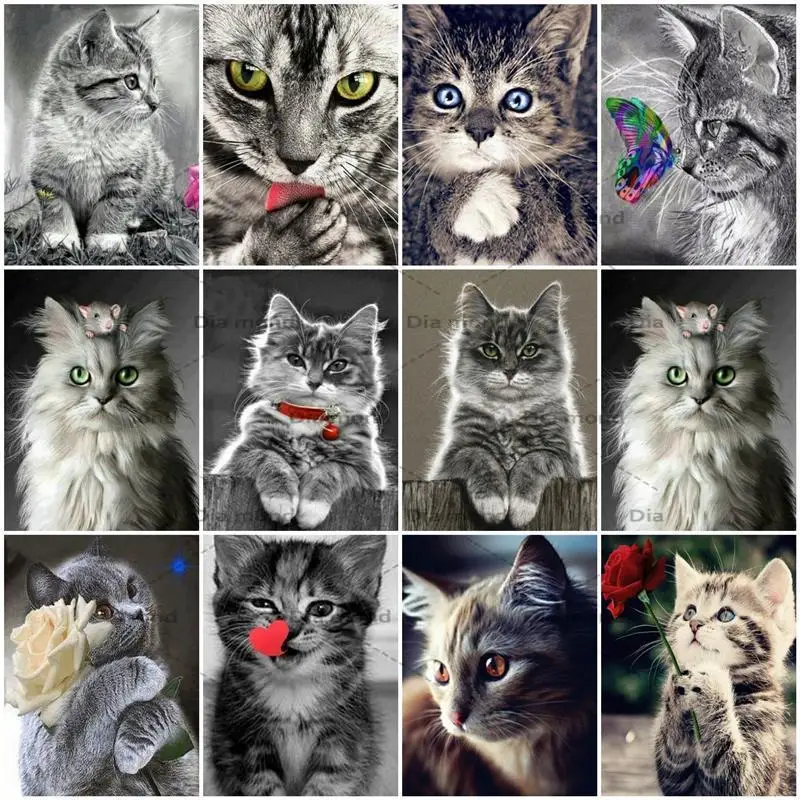 

5D Diamond Painting Cat Cross Stitch Kits Diamond Embroidery Animal Mosaic Rhinestones Handicraft Home Decoration Gift