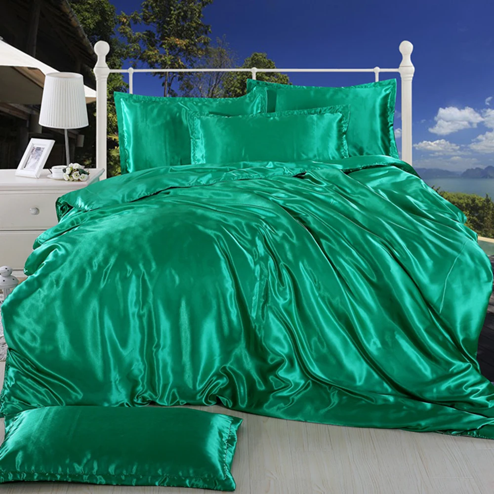 Лидер продаж! Комплект постельного белья из сатина и шелка однотонный комплект