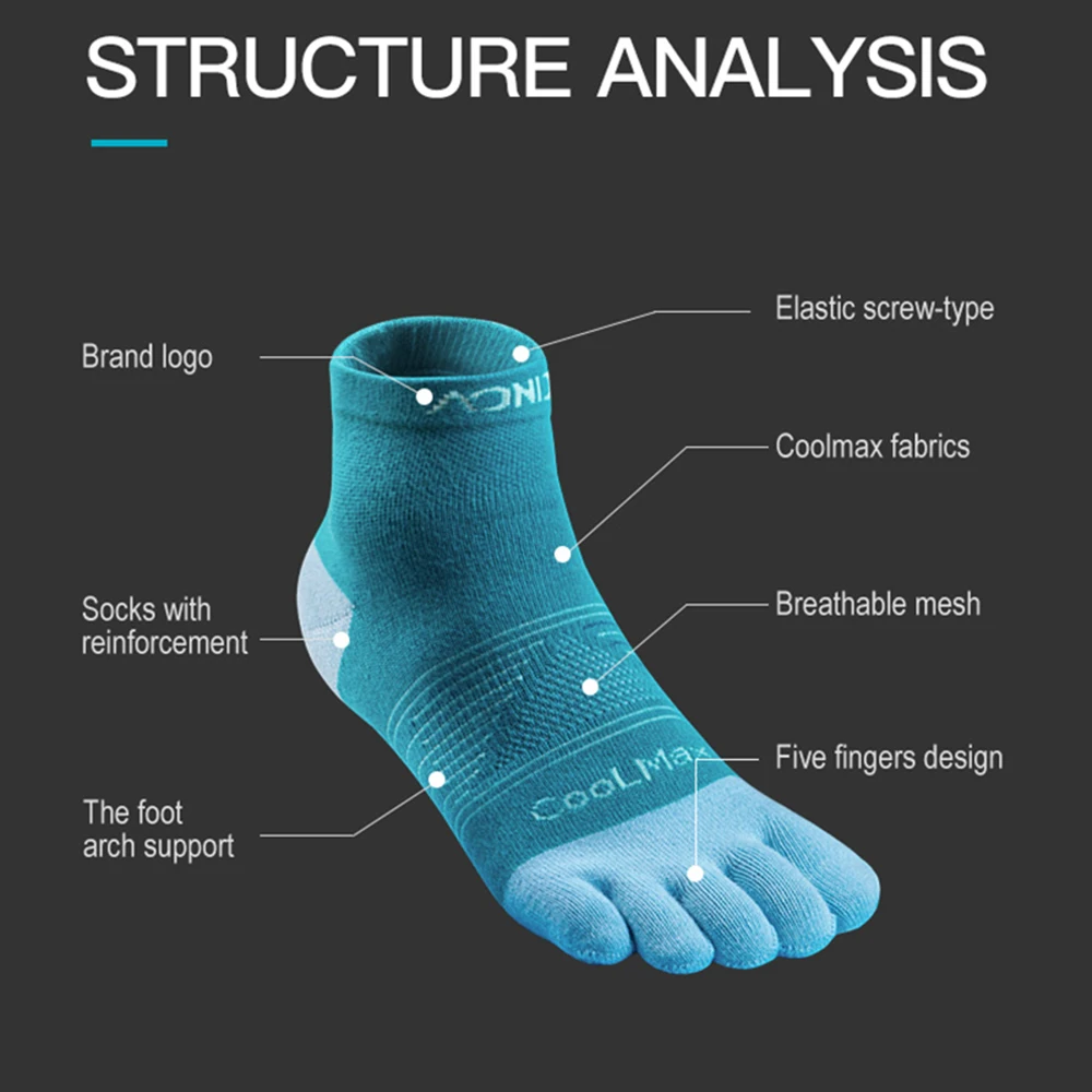 AONIJIE 2 Pairs Toe Barefoo Socks Mini Crew Five Fingers Ultra Cycling Running Soccer Basketball Sports Yoga Men Women Marathon