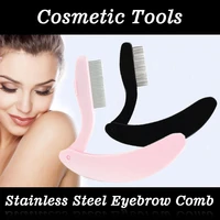 2 colors portable unisex makeup plastic foldable stainless steel needle eyelash comb eyebrow brush