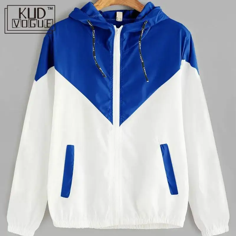 Женская ветровка с капюшоном kudogue повседневная куртка на молнии карманами и