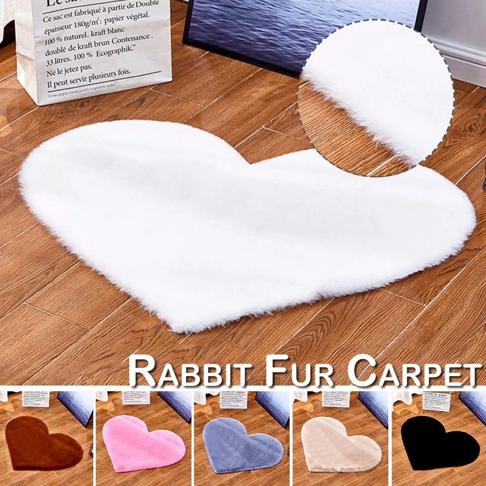 В форме сердца меховой ковер с кроликом домашний лохматый моющийся Мягкий