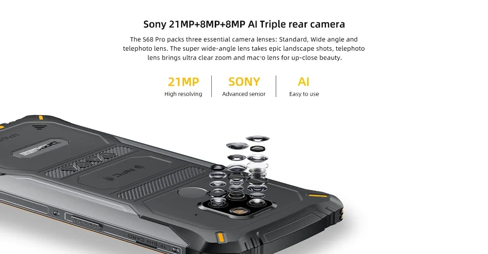 DOOGEE S68 Pro IP68 водонепроницаемый прочный телефон 6 ГБ+ 128 Гб FHD+ смартфон 21MP AI Triple 6300 мАч камера мобильный телефон NFC