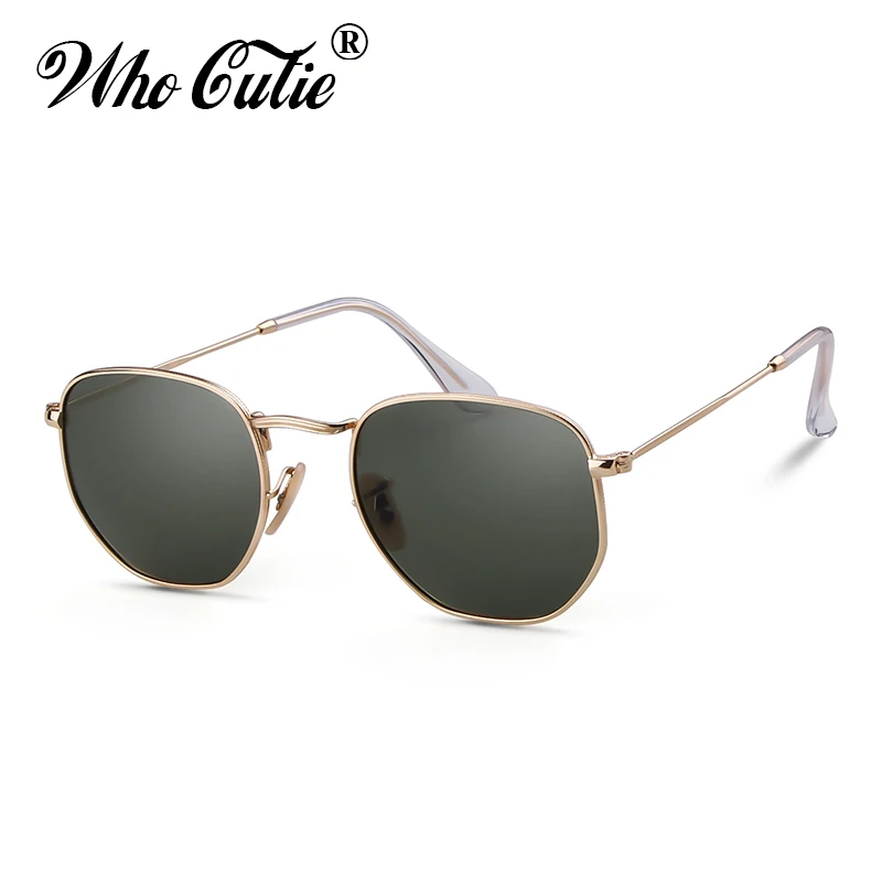 

WHO CUTIE 2019 Vintage Hexagon Sunglasses Polarized Women Brand Design Retro Female Flat lens Small Frame Sun Glasses Men Shades