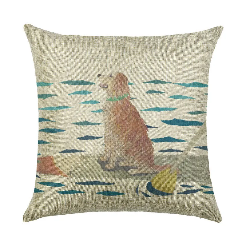 Чехол для подушки с изображением мультяшной собаки льняной чехол золотистого