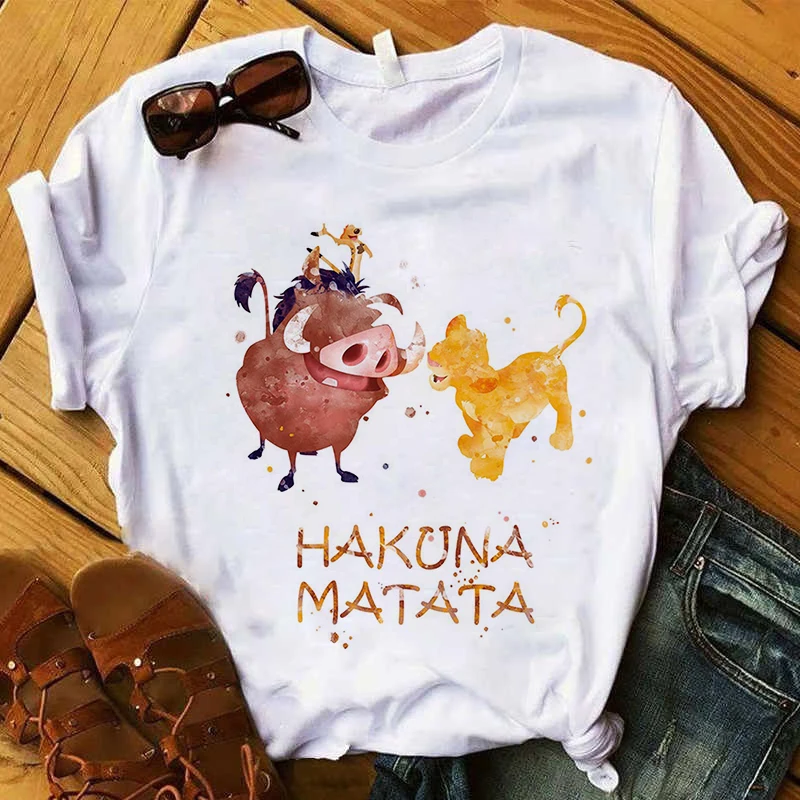 

The Lion King Disney Graphic Print T-shirt Women Harajuku Aesthetic White Tops Tshirt Summer Fashion Y2k Female T Shirt Blusas