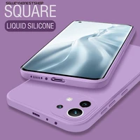 square liquid silicone for xiaomi mi 11 lite 10t pro mi cc9 case slim matte soft for redmi note 10 9 8 pro k20 30 40 pro coque