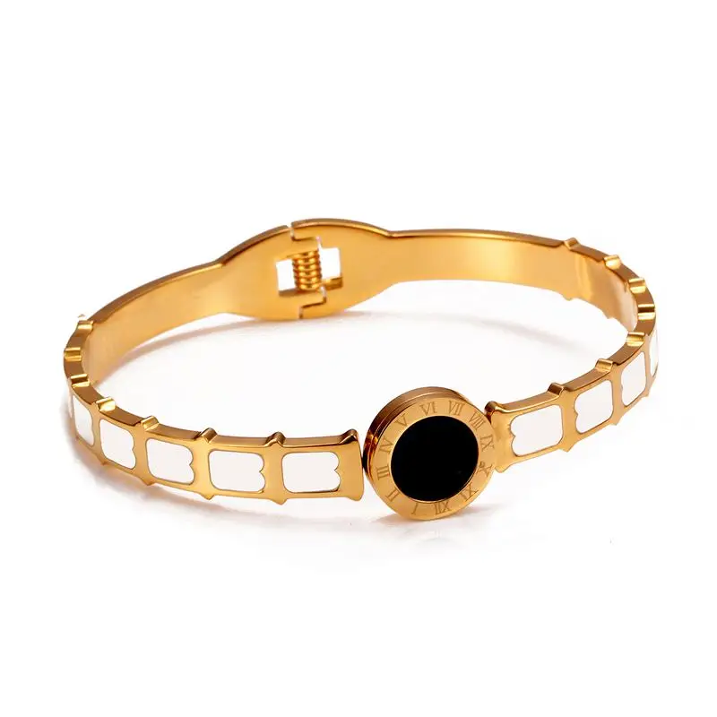 

Luxury Gold Plated Stainless Steel Charm Bangles For Women Girls Wedding Party Cuff Fashion Bangles Birthday Gift