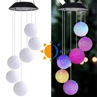 ricemirror ball solar lamp outdoor waterproof color changing wind chimes sun powered led hanging sunlight for garden light