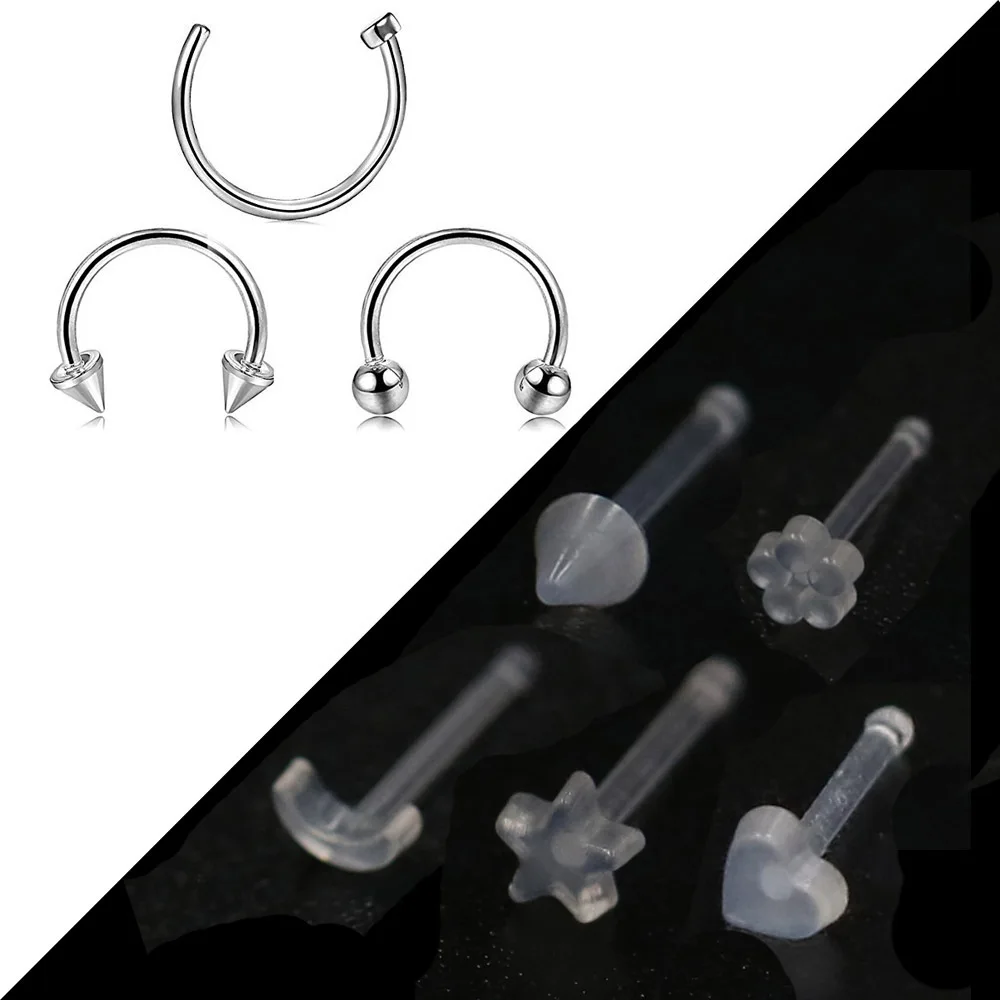 U образное кольцо для носа имитация пирсинга из нержавеющей стали 8 шт.|Украшения