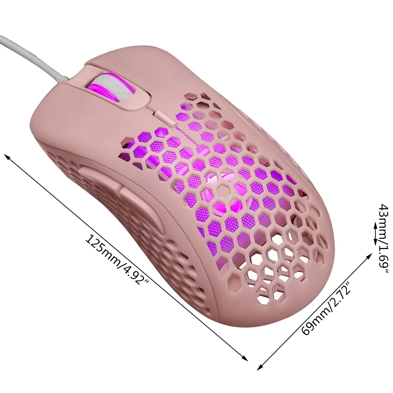 

Hollow Out Honeycomb Shell Gaming Mouse Optical Sensor 6400 DPI Colorful RGB Backlit Light Wired Mice for PC Computer Laptop C26