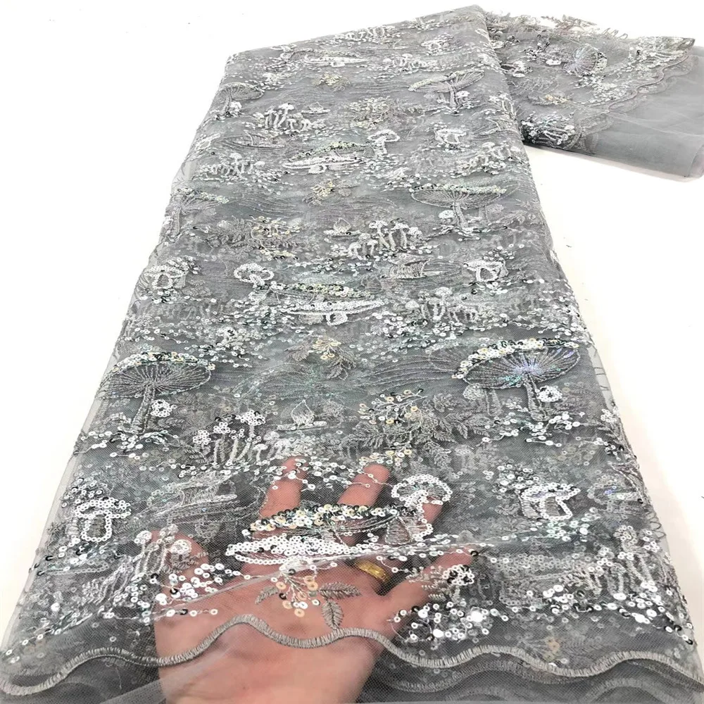 

Nigerian Lace Fabric 2021 High Quality African Tulle Lace Fabrics French Net Sequin Lace Fabric For Wedding Party