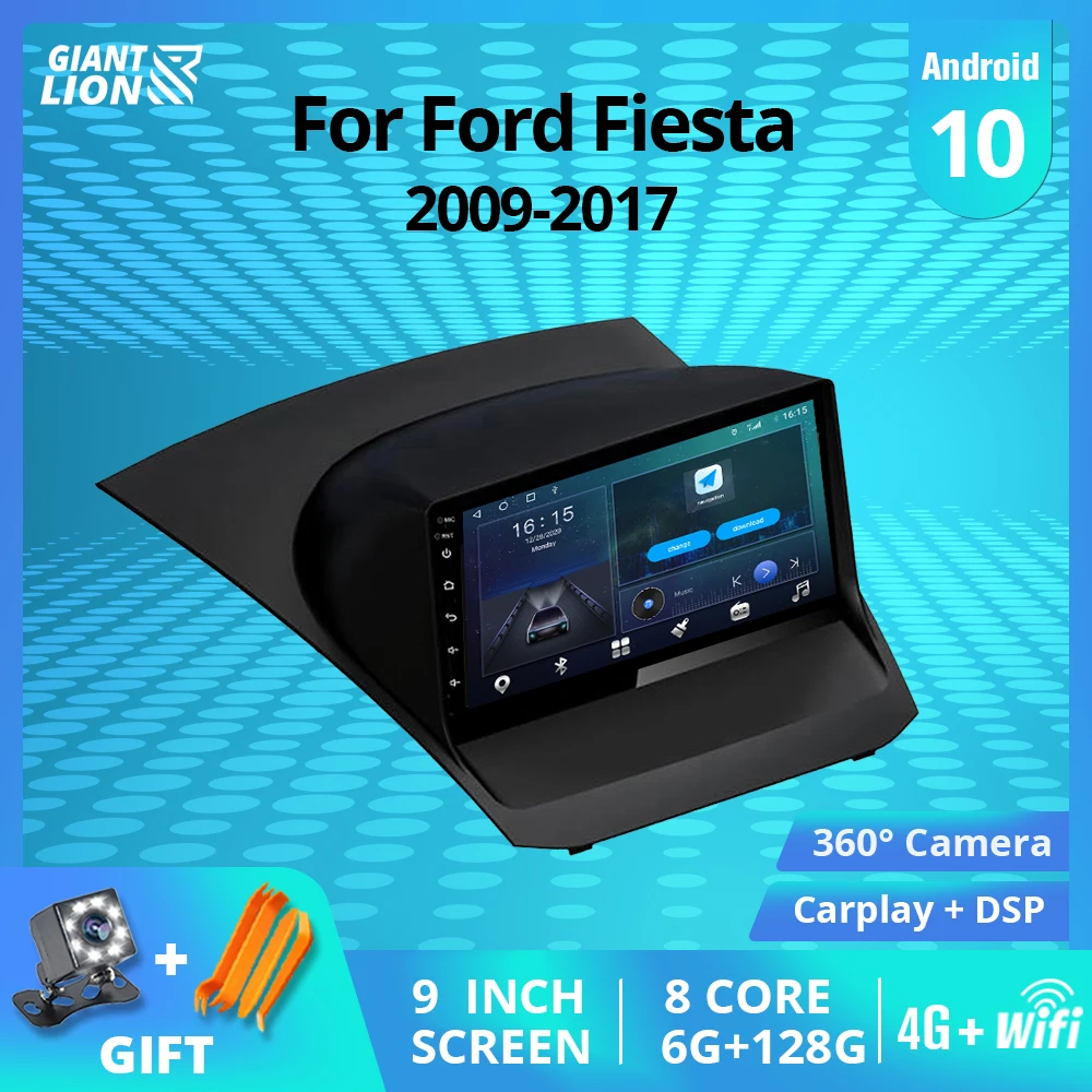 2DIN Android 10.0 Car Radio For Ford Fiesta 2009-2017 Car Receiver GPS Navigation Stereo Receiver DSP Car Multimedia Player IGO