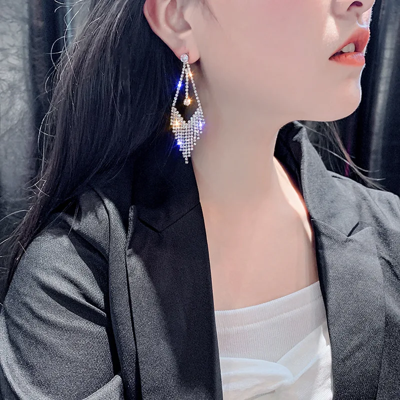 

Tassel Earrings feminine temperament Korean personality versatile exaggeration Earrings long earrings earrings female