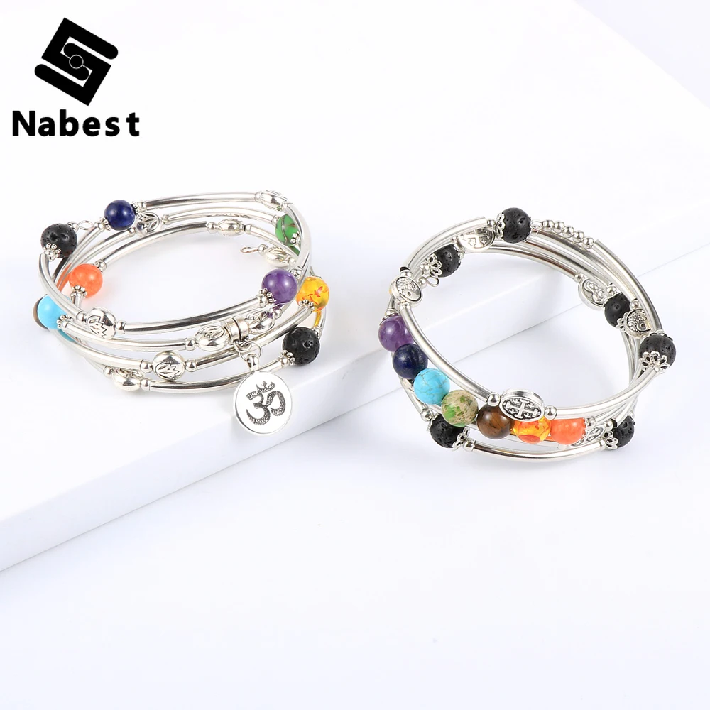 Женский и мужской браслет из натурального камня 8 мм 7 чакр медные бусины для йоги