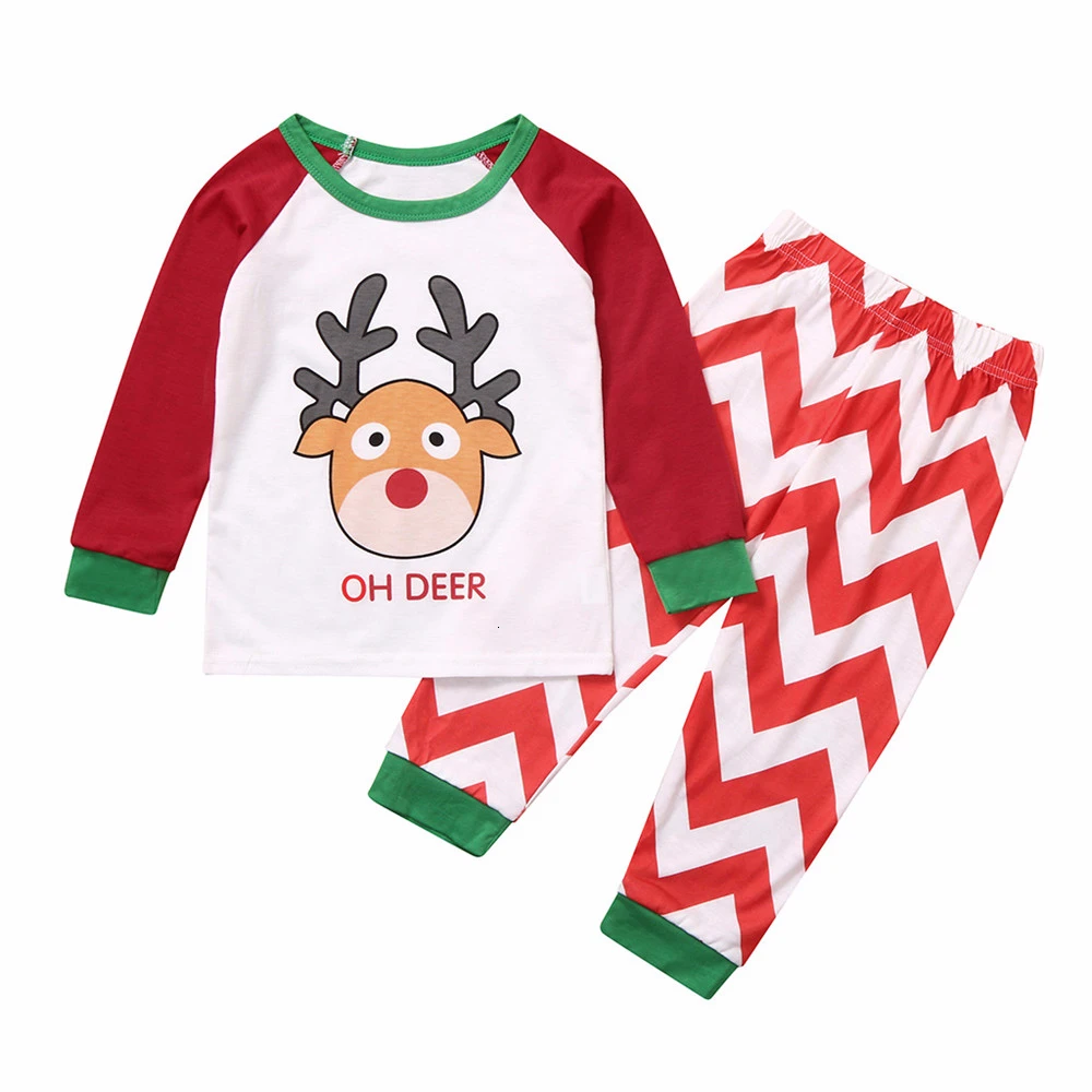 Cotton Xmas Moose Christmas Family Matching Pajamas Set Adult Kids Cute Cartoon Print Sleepwear Pjs Nightwear Party Clothing | Мать и
