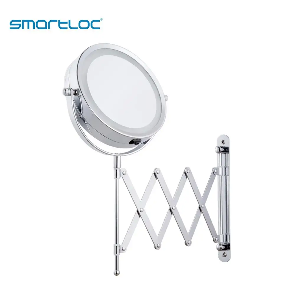 Удлиняющее настенное зеркало smartloc с железной ручкой, 15 см, 2 лица, 3X увеличительное светодиодный светильник щение, зеркало для ванной комнат...