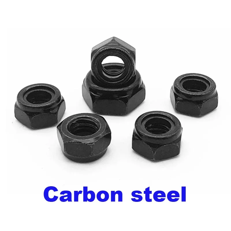 

50X DIN985 M2 M2.5 M3 M4 M5 M6 A2 черная оцинкованная Шестигранная нейлоновая вставка фиксирующая гайка самоблокирующаяся гайка Nylock