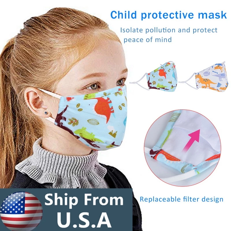 5 шт. PM2.5 детская маска для рта детей мультяшная плотная смоговая теплая