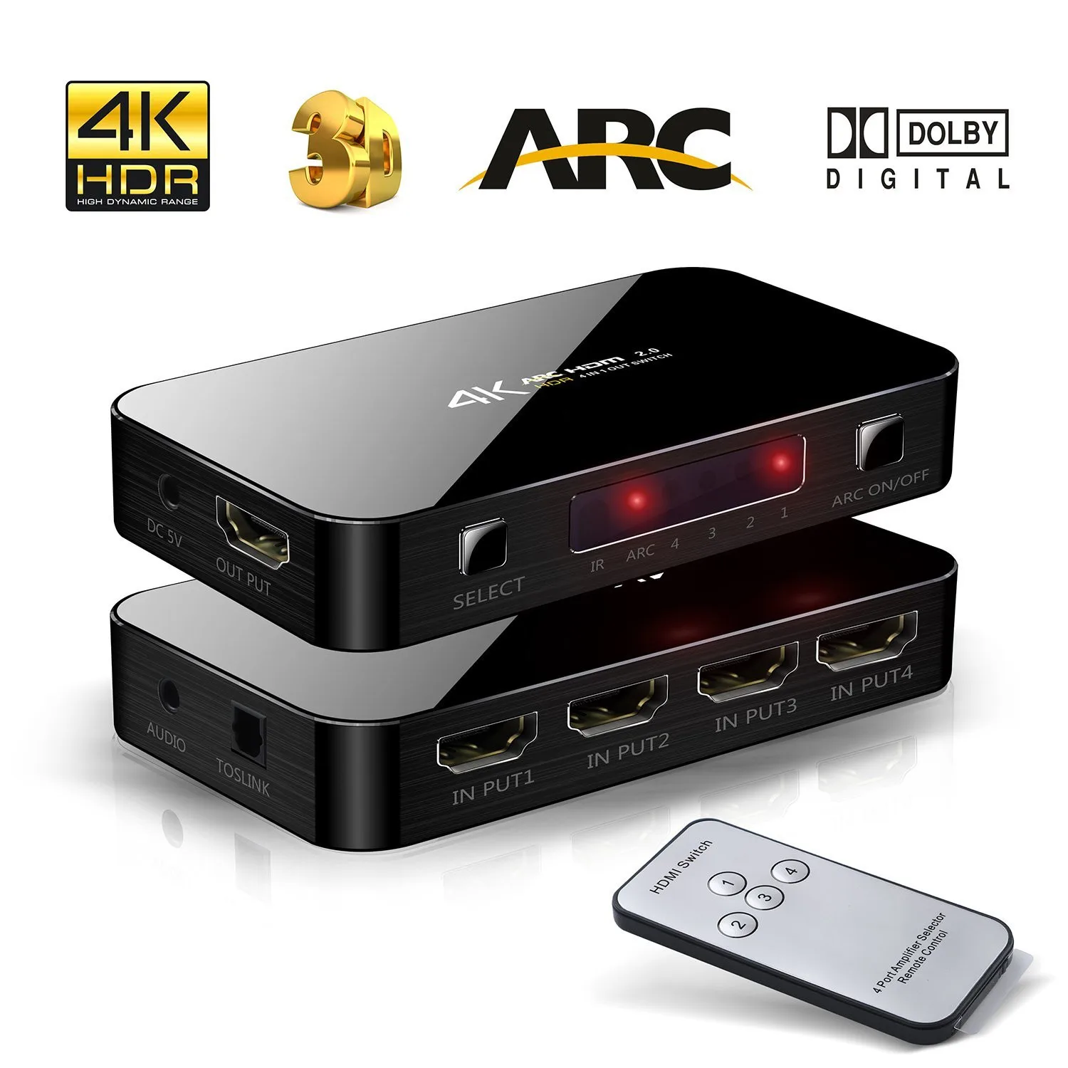HDMI compatible2.0 переключатель ARC 4K HD 4 Порты и разъёмы x 2K аудио оптический TOSLINK
