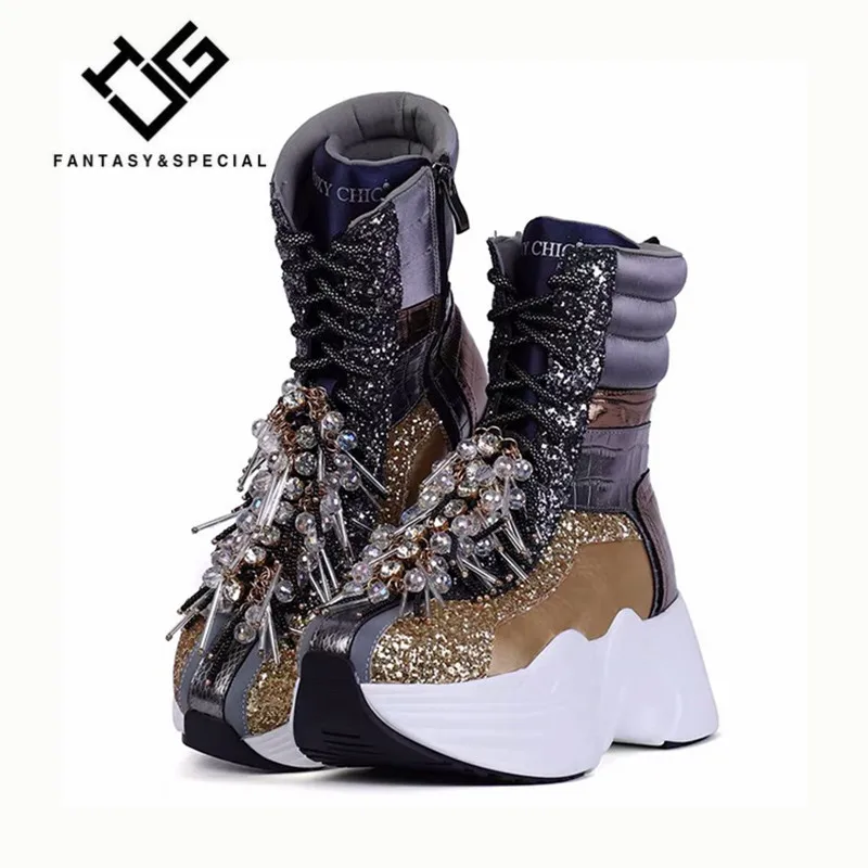 Женские кроссовки обувь из натуральной кожи женские Новинка Chunki женская модная с