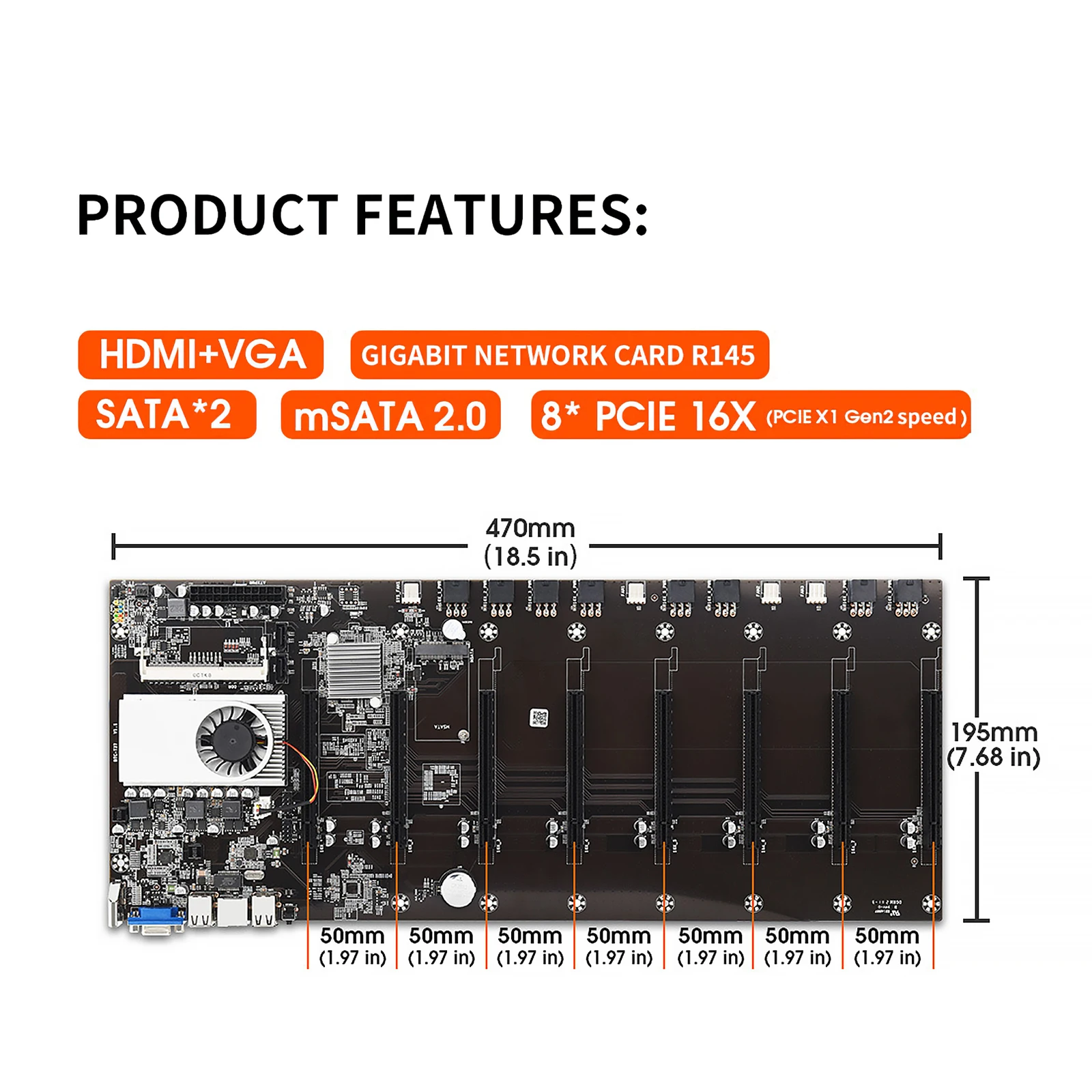 For BTC-T37 Mining Machine Motherboard VGA CPU Group With 8 Discrete Graphics Card Slots Gigabit Ethernet Support | Электроника