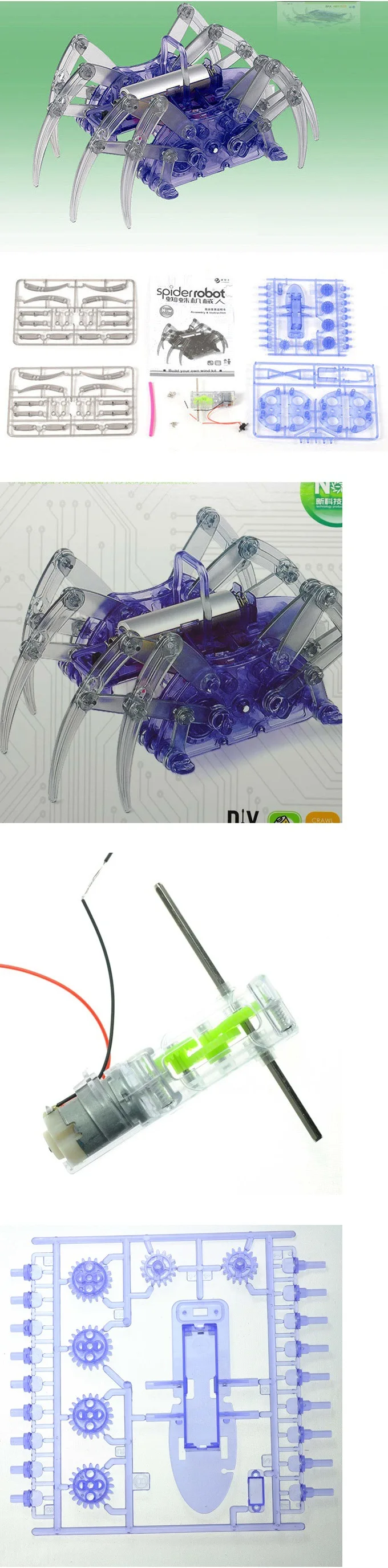 DIY Spider Robot Scientific Experiment Toys DIY Spider Robot For Children Electric Robots Toy Educational Assembles Toys Kits