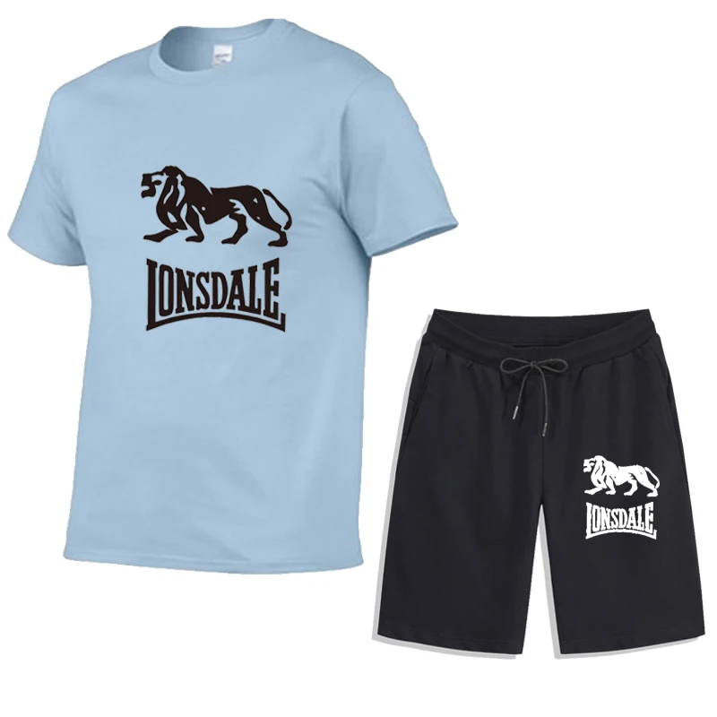 

2021 new summer T-shirt + sports shorts 2 combination men's and women's fashion suits men's casual sports running clothes