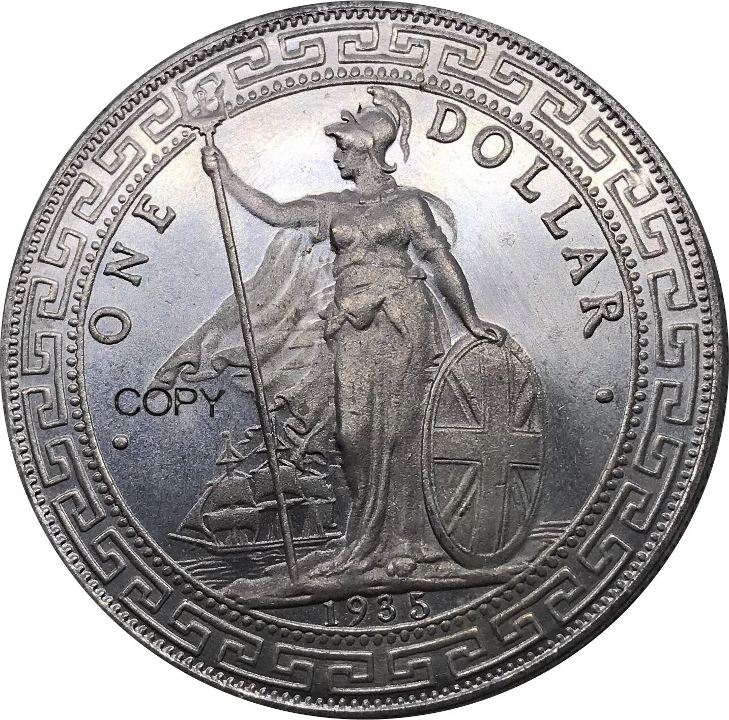 1935 британская торговая монета 1 юань в Гонконге с серебряным покрытием и